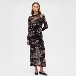 Gap Dark Romantic Fairy Whimsigoth Sheer Print Mesh Floral Maxi Dress M NWT